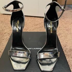 YSL Silver Patent Argento